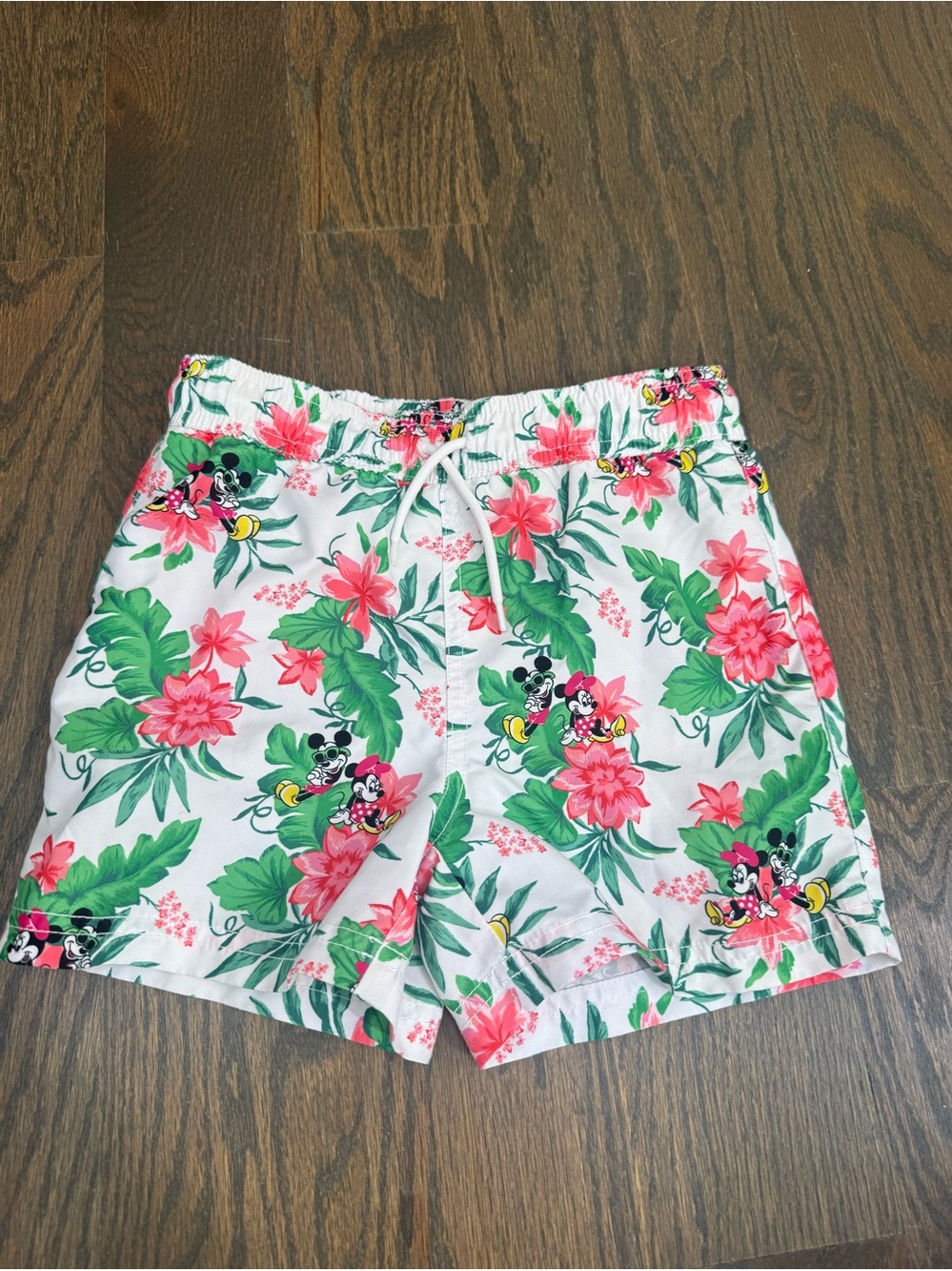 Janie and Jack Disney  Floral Print Swim Shorts with Drawstring